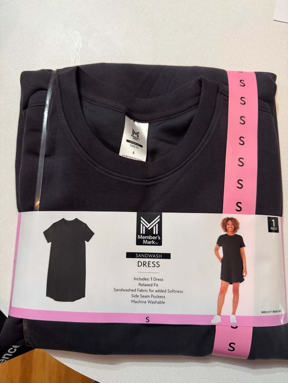 Member's Mark Sandwash Relaxed Fit Dress Black Size S